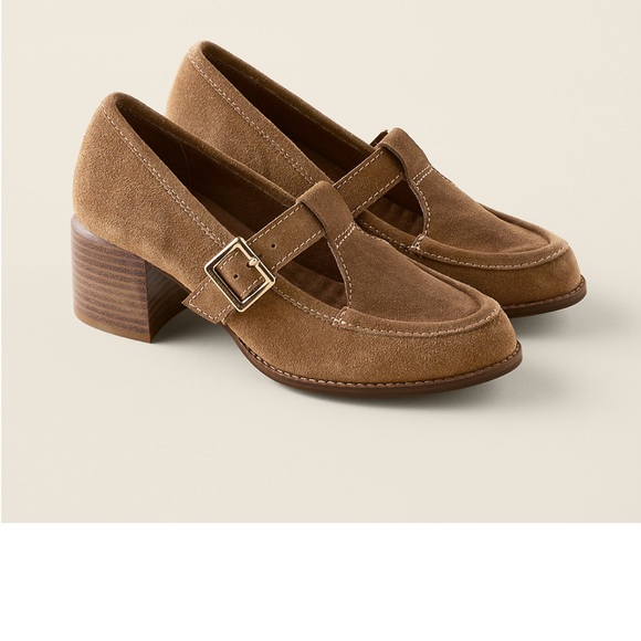 NEW KELSI DAGGER women's caleb t-strap mary jane heel in honey suede - Picture 3 of 4